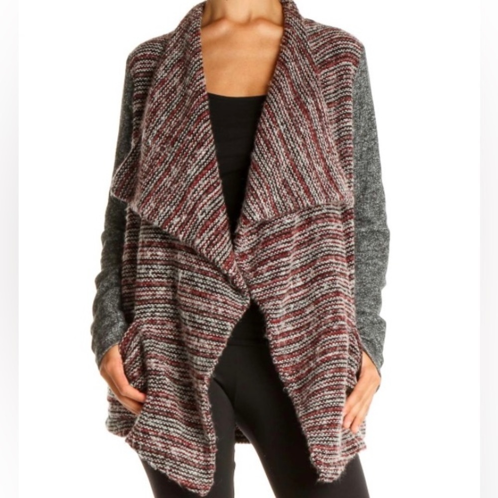 LUCKY Brand Waterfall Cardigan Chunky Knit Open Drape Sweater Wool Blend Cozy - Picture 10 of 14